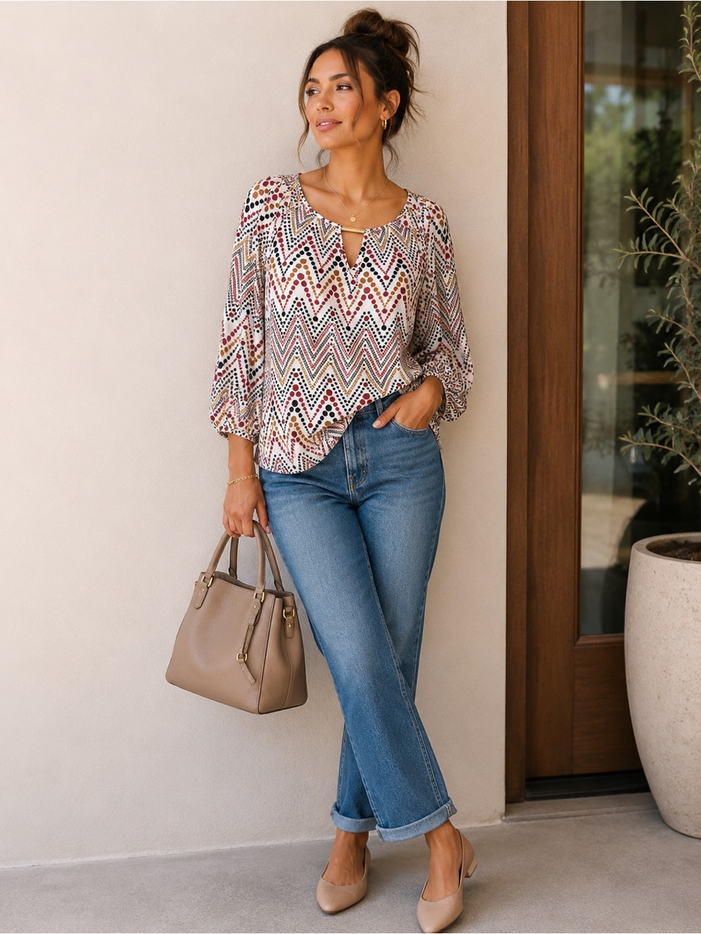 Counterparts Cold Shoulder Polka Dot Chiffon Blouse Size Small